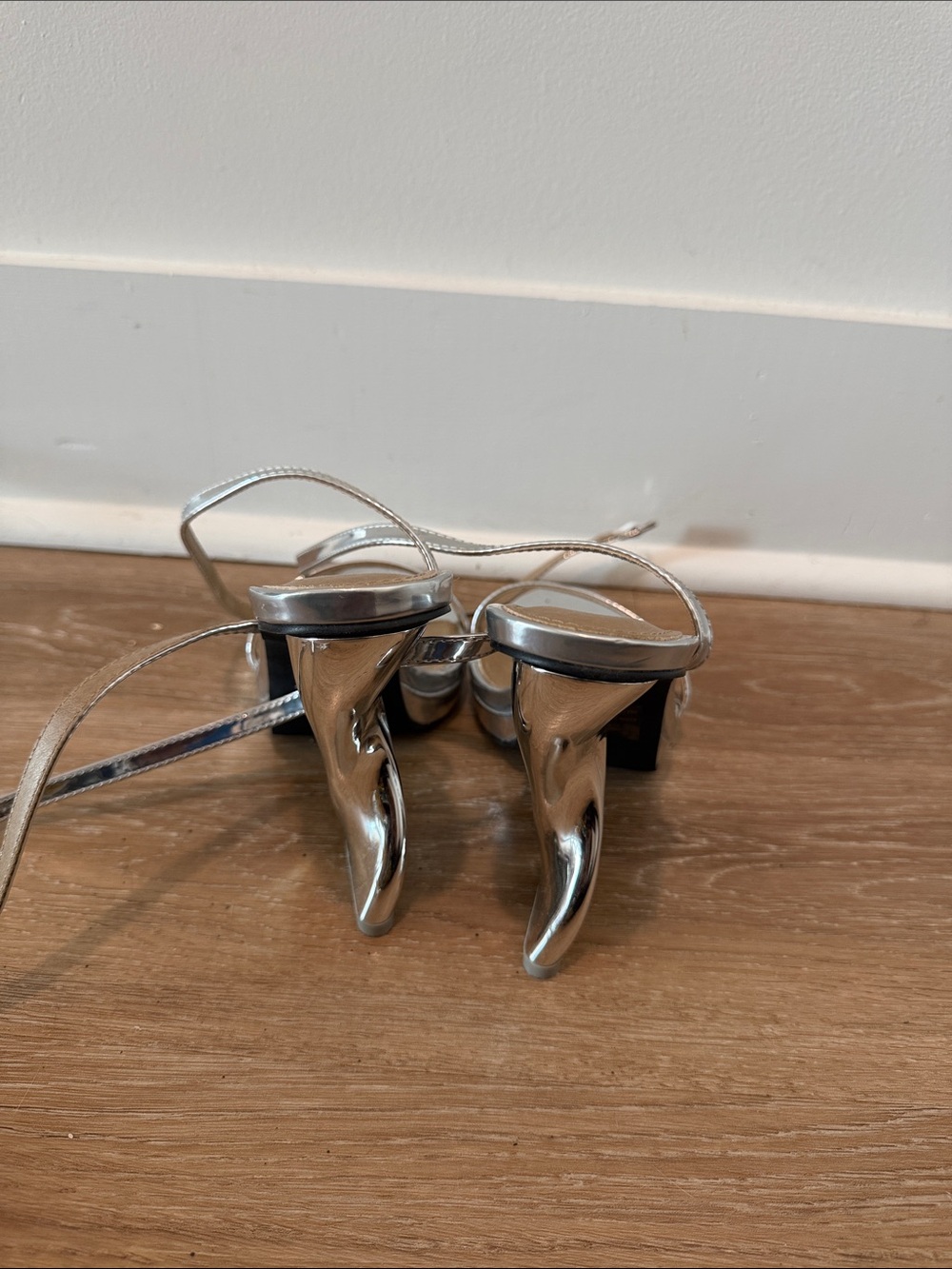 EGO Metallic Silver Strappy Stiletto Sandals - Picture 2 of 3